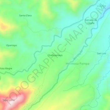 Mapa topográfico Chalhuamayo, altitude, relevo