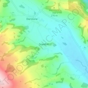 Mapa topográfico Snodhill, altitude, relevo