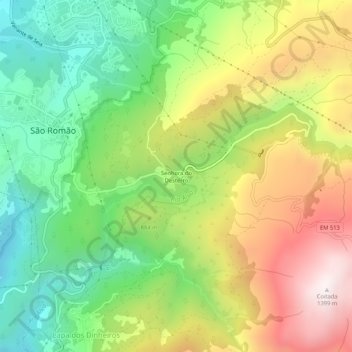Mapa topográfico Senhora do Desterro, altitude, relevo