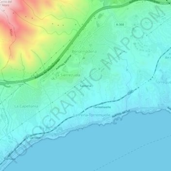 Mapa topográfico Santana, altitude, relevo