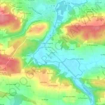 Mapa topográfico L'Estun, altitude, relevo