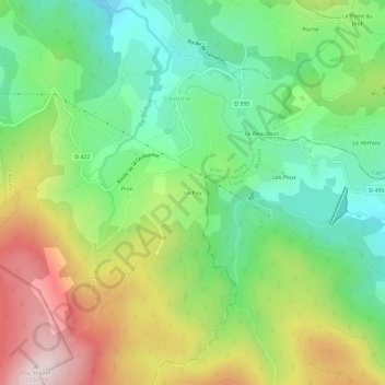 Mapa topográfico Le Puy, altitude, relevo