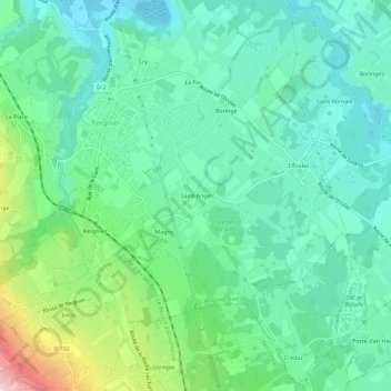 Mapa topográfico Saint-Ange, altitude, relevo
