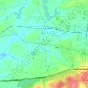 Mapa topográfico Driskolls, altitude, relevo