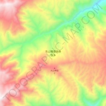 Mapa topográfico 东山傈僳族彝族乡, altitude, relevo