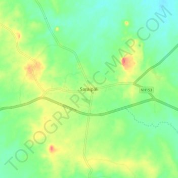 Mapa topográfico Saraipali, altitude, relevo