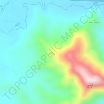 Mapa topográfico Gunung Ijen, altitude, relevo