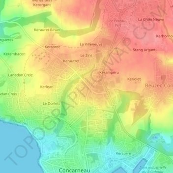 Mapa topográfico La Maison Blanche, altitude, relevo