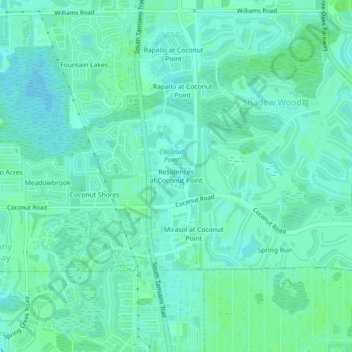 Mapa topográfico Residences at Coconut Point, altitude, relevo