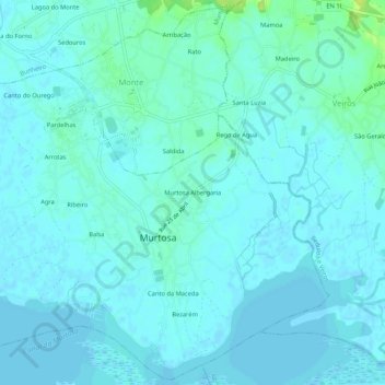 Mapa topográfico Murtosa Albergaria, altitude, relevo