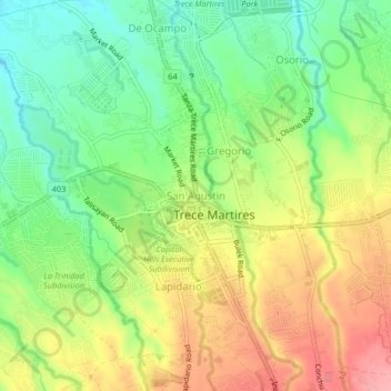 Mapa topográfico San Agustin, altitude, relevo