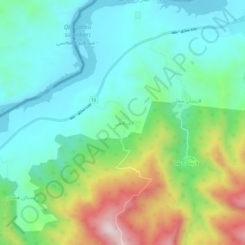 Mapa topográfico چناقچی, altitude, relevo