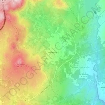 Mapa topográfico Pinhão Cel, altitude, relevo