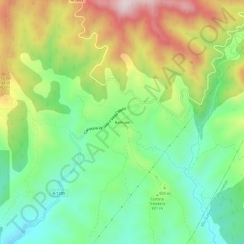 Mapa topográfico Bernués, altitude, relevo