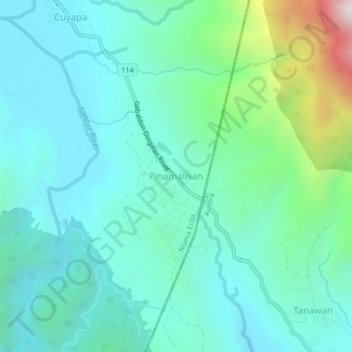Mapa topográfico Pinamalisan, altitude, relevo