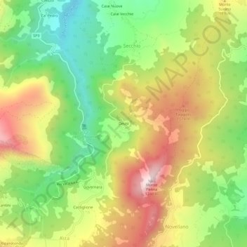 Mapa topográfico Deusi, altitude, relevo