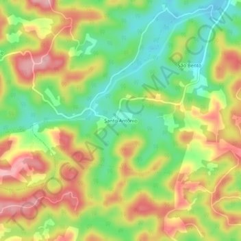 Mapa topográfico Santo Antônio, altitude, relevo