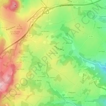 Mapa topográfico Montmarval, altitude, relevo