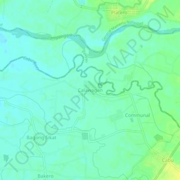 Mapa topográfico Calawagan, altitude, relevo