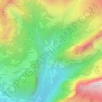 Mapa topográfico Les Allamands, altitude, relevo