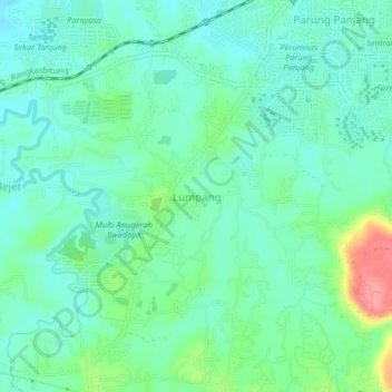 Mapa topográfico Lumpang, altitude, relevo
