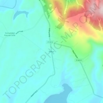 Mapa topográfico Peleco, altitude, relevo