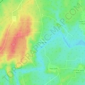 Mapa topográfico Villa del Río, altitude, relevo