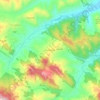 Mapa topográfico Case Mezzadri, altitude, relevo