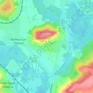 Mapa topográfico Froidmont, altitude, relevo