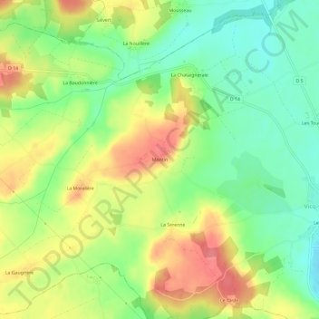 Mapa topográfico Montin, altitude, relevo