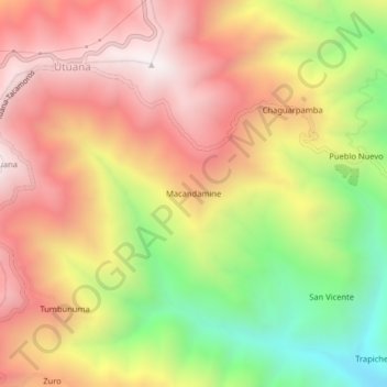 Mapa topográfico Macandamine, altitude, relevo
