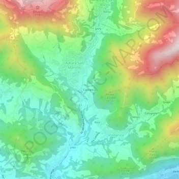 Mapa topográfico Canzanica, altitude, relevo