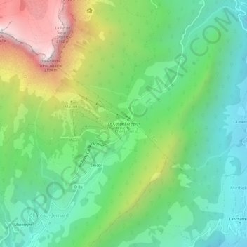 Mapa topográfico Le Col de l'Arzelier, altitude, relevo