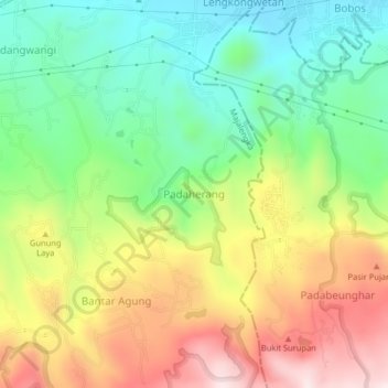 Mapa topográfico Padaherang, altitude, relevo