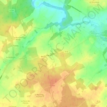 Mapa topográfico Fougeray, altitude, relevo