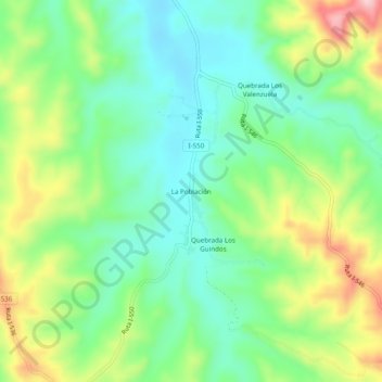 Mapa topográfico La Población, altitude, relevo