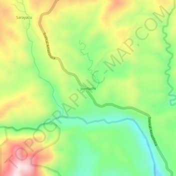Mapa topográfico Jondachi, altitude, relevo