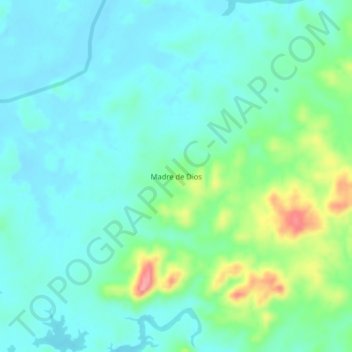 Mapa topográfico Madre de Dios, altitude, relevo