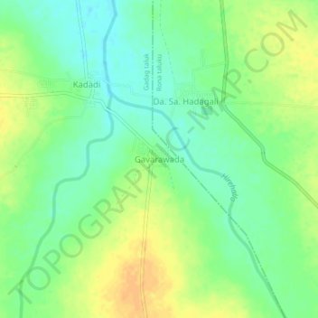 Mapa topográfico Gavarawada, altitude, relevo