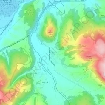 Mapa topográfico Cesi, altitude, relevo