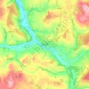 Mapa topográfico Turriff, altitude, relevo