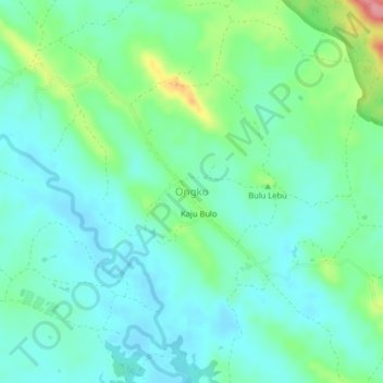 Mapa topográfico Ongko, altitude, relevo