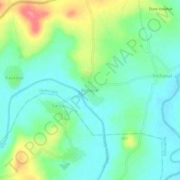 Mapa topográfico Ainapur, altitude, relevo