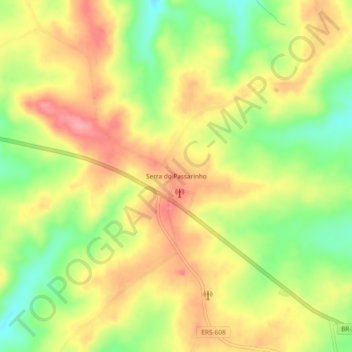 Mapa topográfico Serra do Passarinho, altitude, relevo