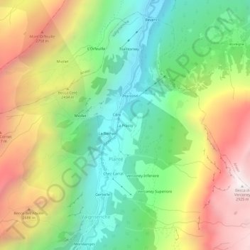 Mapa topográfico La Frassy, altitude, relevo