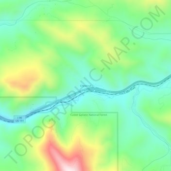Mapa topográfico Chestnut, altitude, relevo
