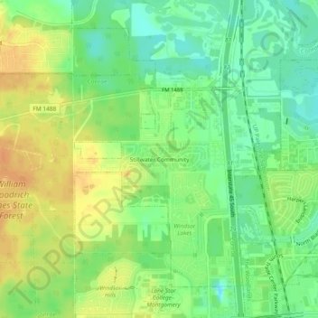 Mapa topográfico Stillwater Community, altitude, relevo