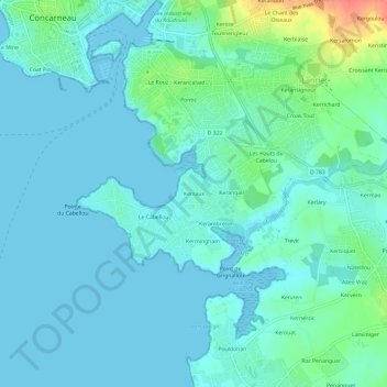 Mapa topográfico Kersaux, altitude, relevo