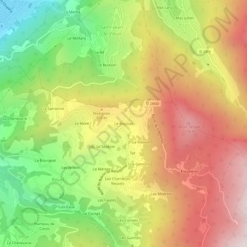 Mapa topográfico Le Rousset, altitude, relevo