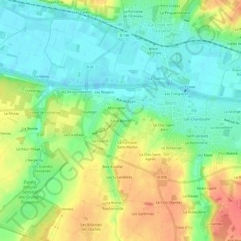 Mapa topográfico Saint-Martin, altitude, relevo
